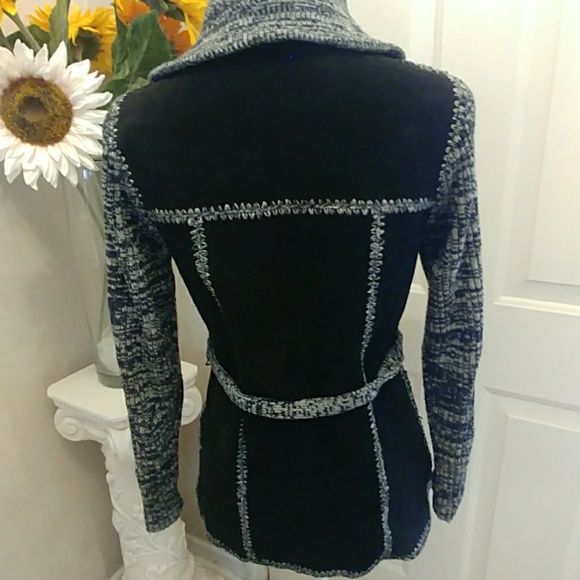 VTG- Kmart Suede N Knit Patchwork Belted Jacket - Picture 7 of 8